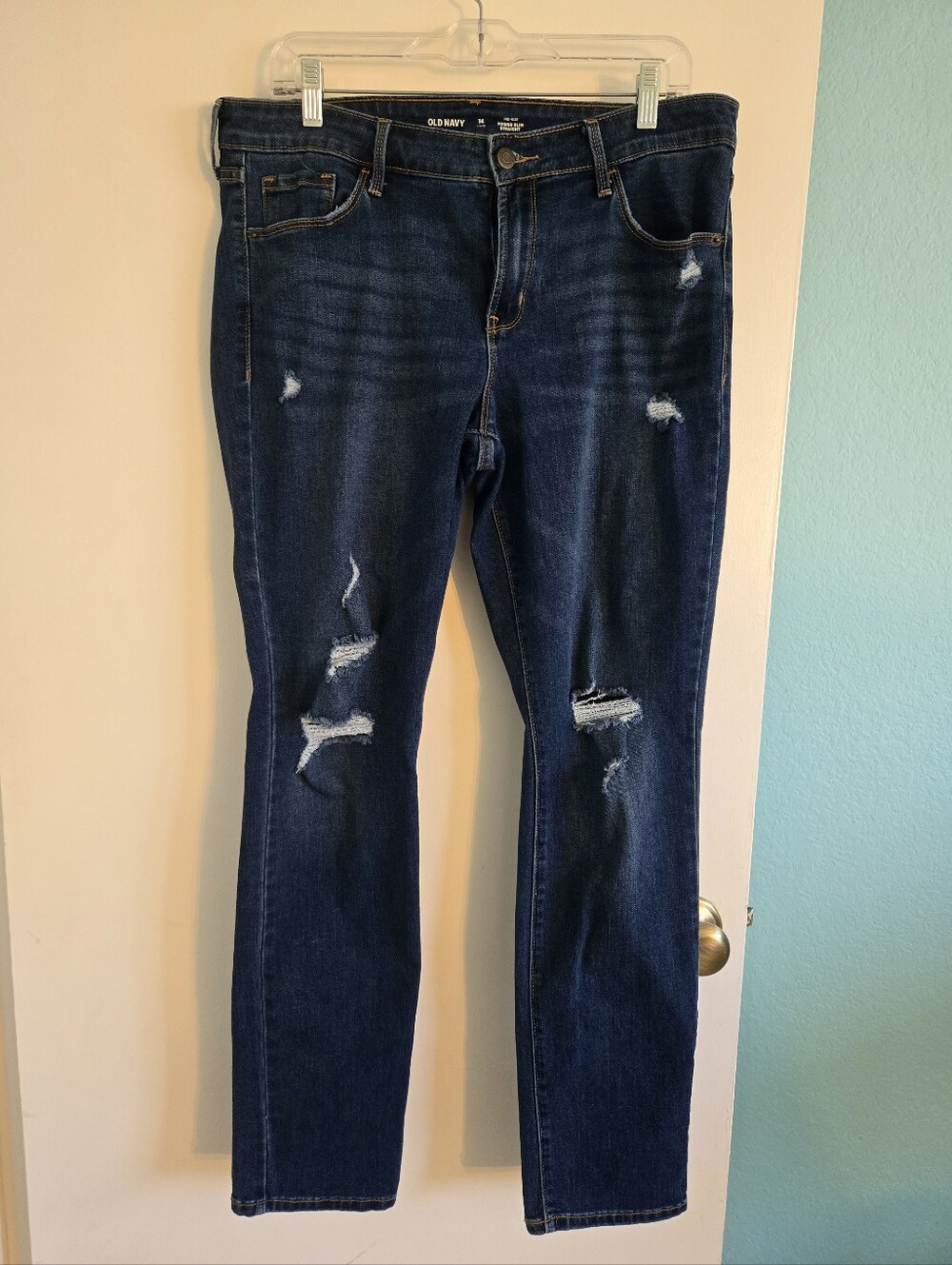 Old Navy Dark Blue Ripped Skinny Jeans Size 14L